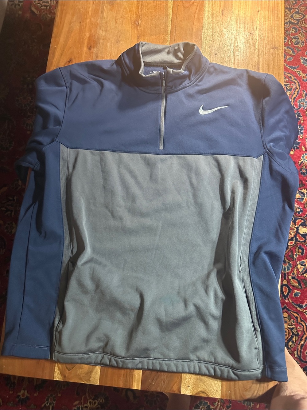 Nike Two-Tone Navy and Gray Quarter-Zip Pullover